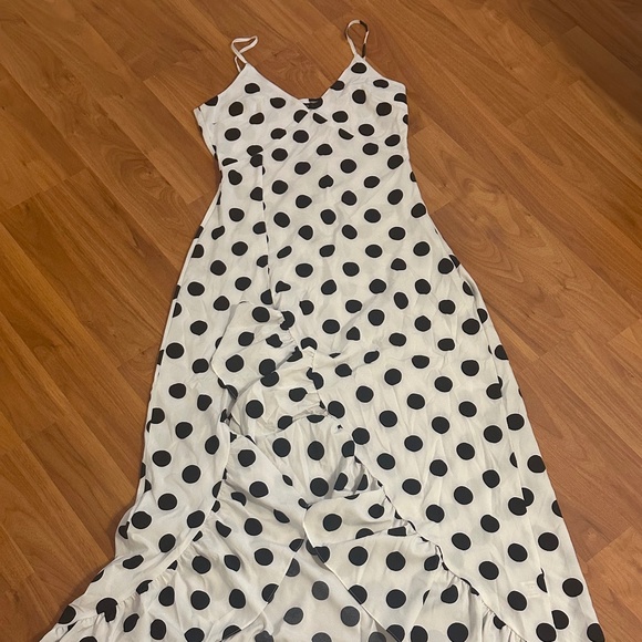 Boohoo Black and White Ruffle Maxi Dress + Size US 8/ UK 12 - Picture 1 of 2